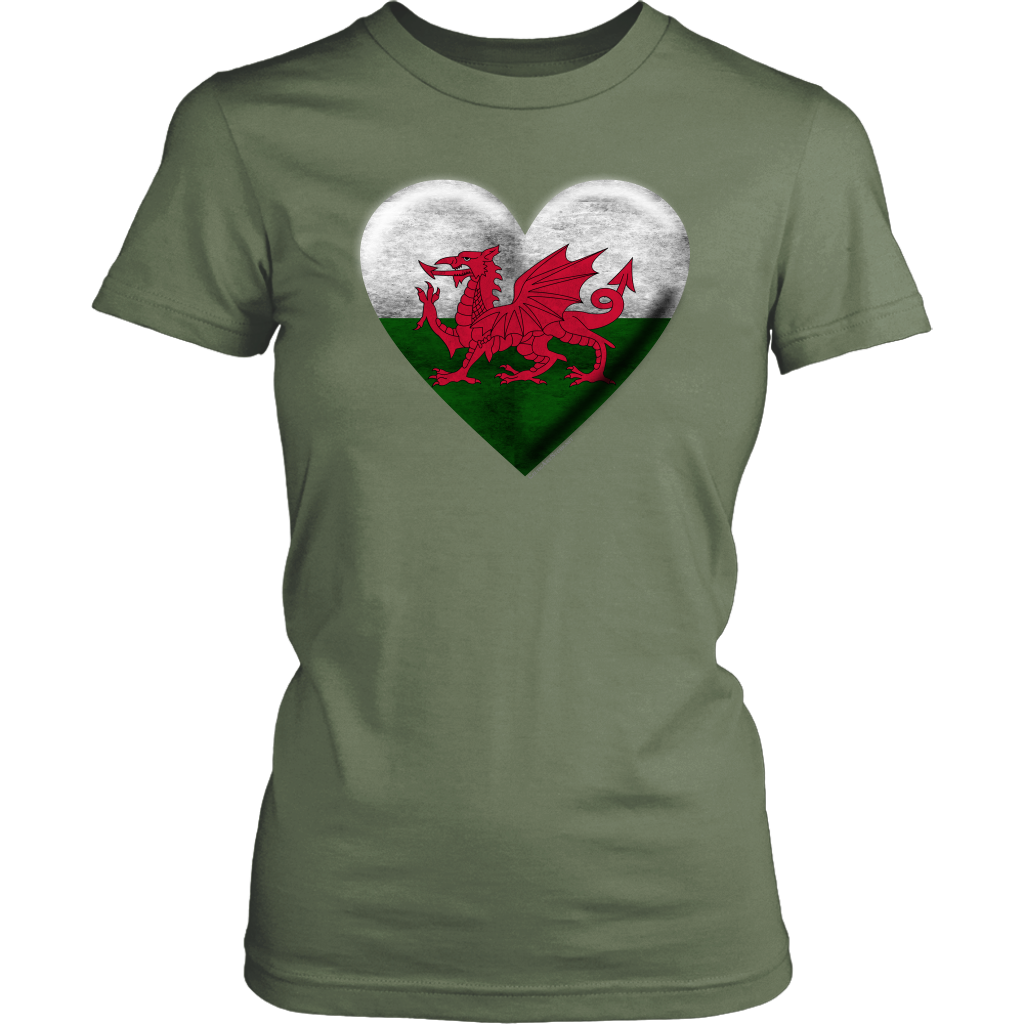 Welsh Flag Heart Women's Cotton Tee