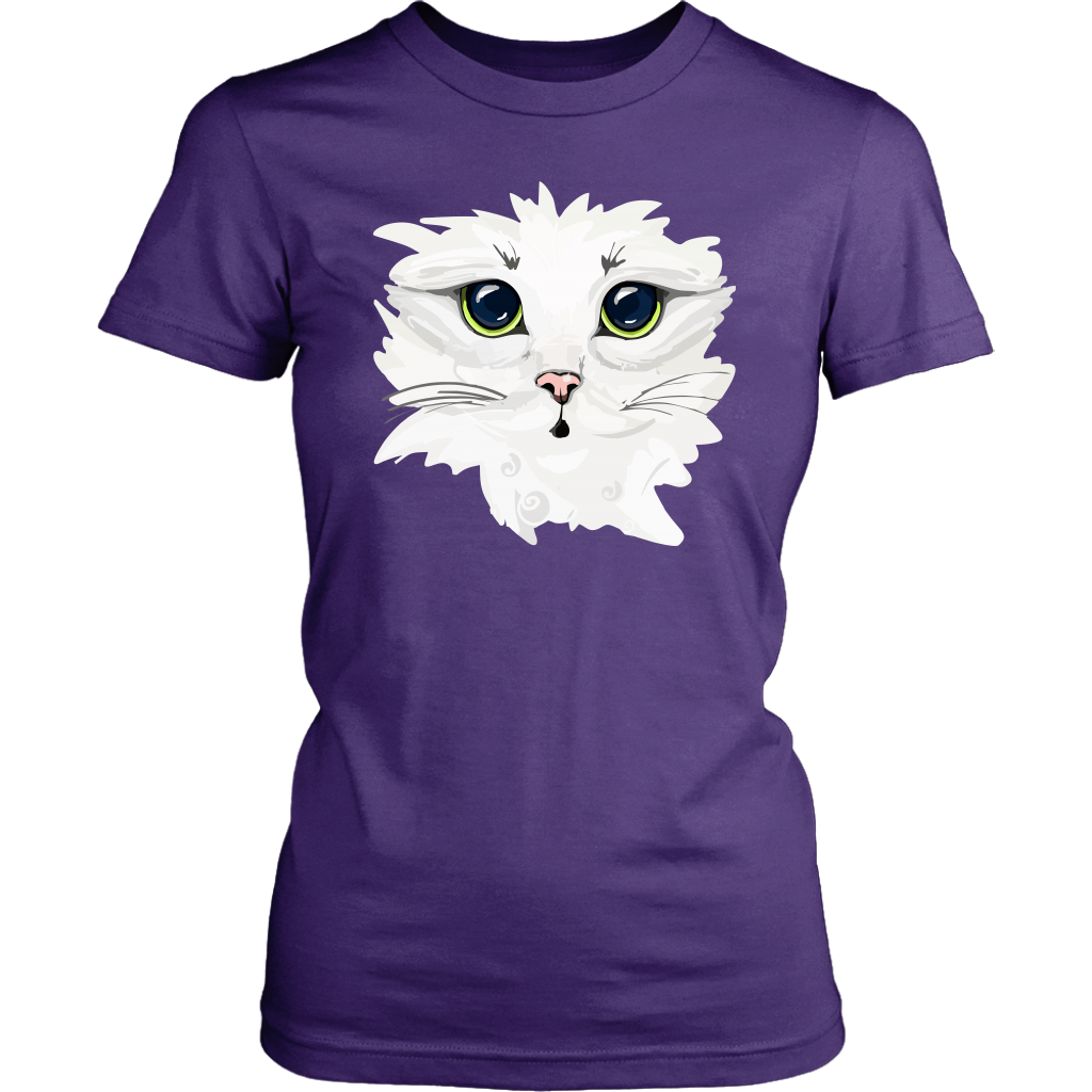 White Kitty Face Soft Cotton Tee in Men's and Women's