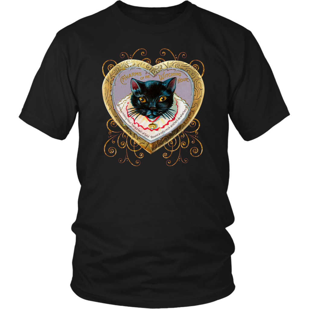 At The Witching Hour Cat and Gold Bell Vintage Unisex T-Shirt
