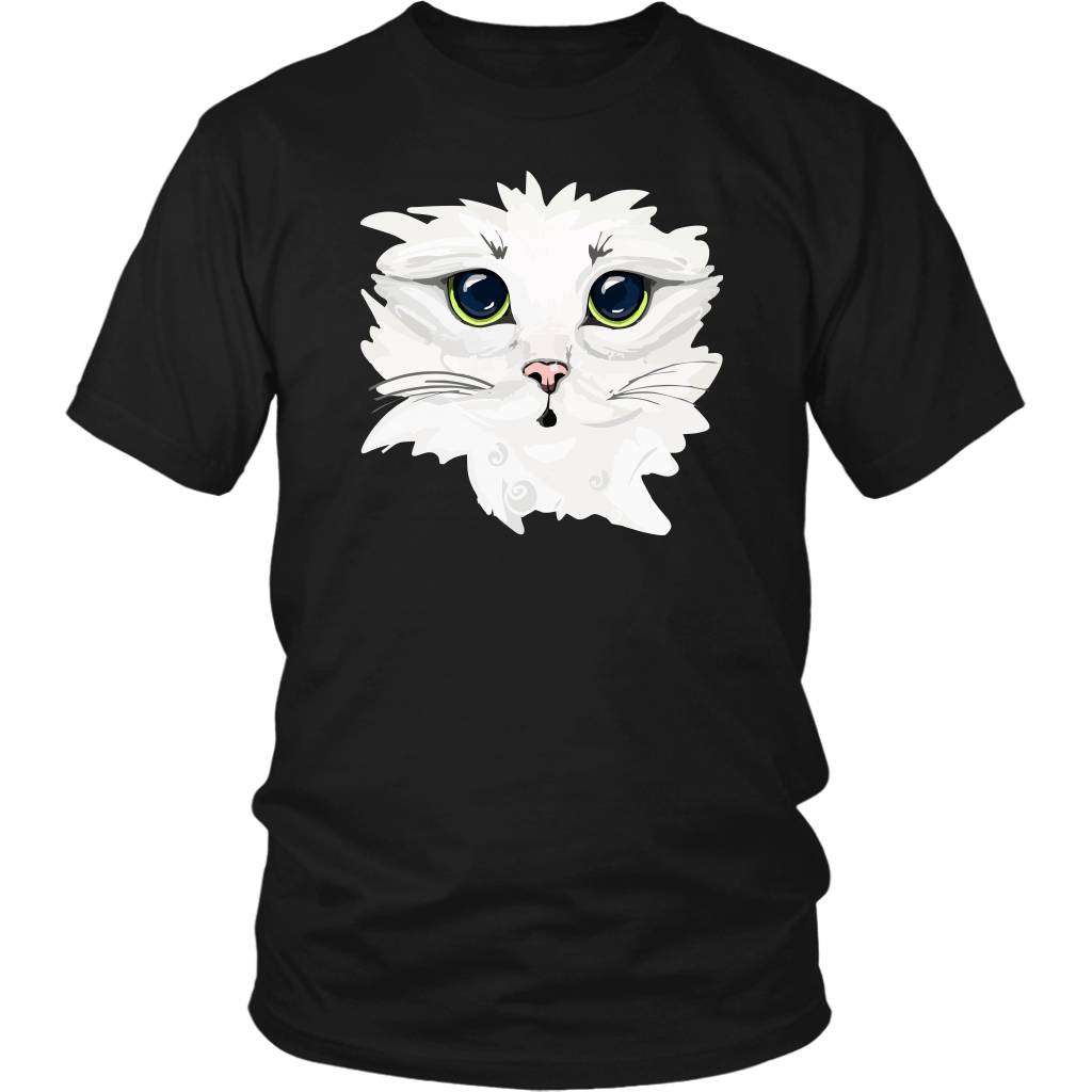 White Kitty Face Soft Cotton Tee in Men's and Women's