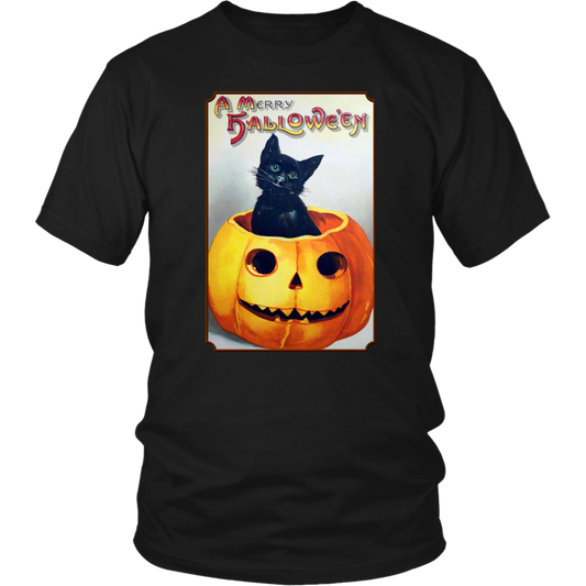 A Merry Halloween Cat in Pumpkin Unisex T-Shirt