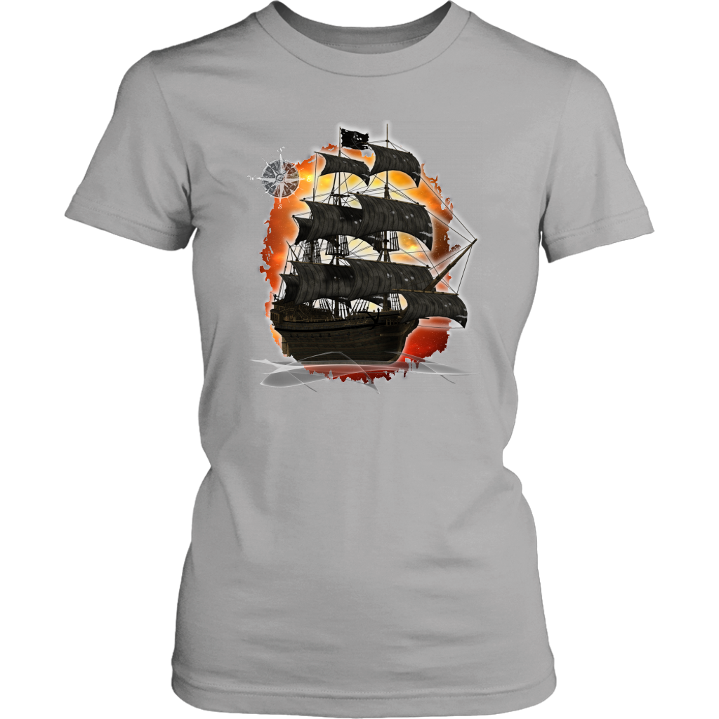 ghost ship, ghost tall ship, pirate ship, pirate art, nebula, pirate tall ship, pirates carribean, pirate star, galaxy, tall ship, compass rose, nautical, pirate captain, pirate wench, pirate scallywag, pirate shirt, pirate t-shirt