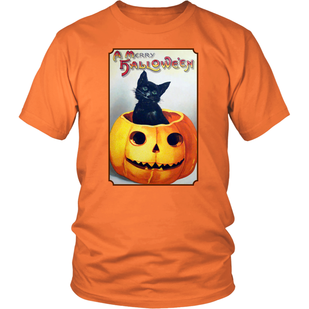 A Merry Halloween Cat in Pumpkin Unisex T-Shirt