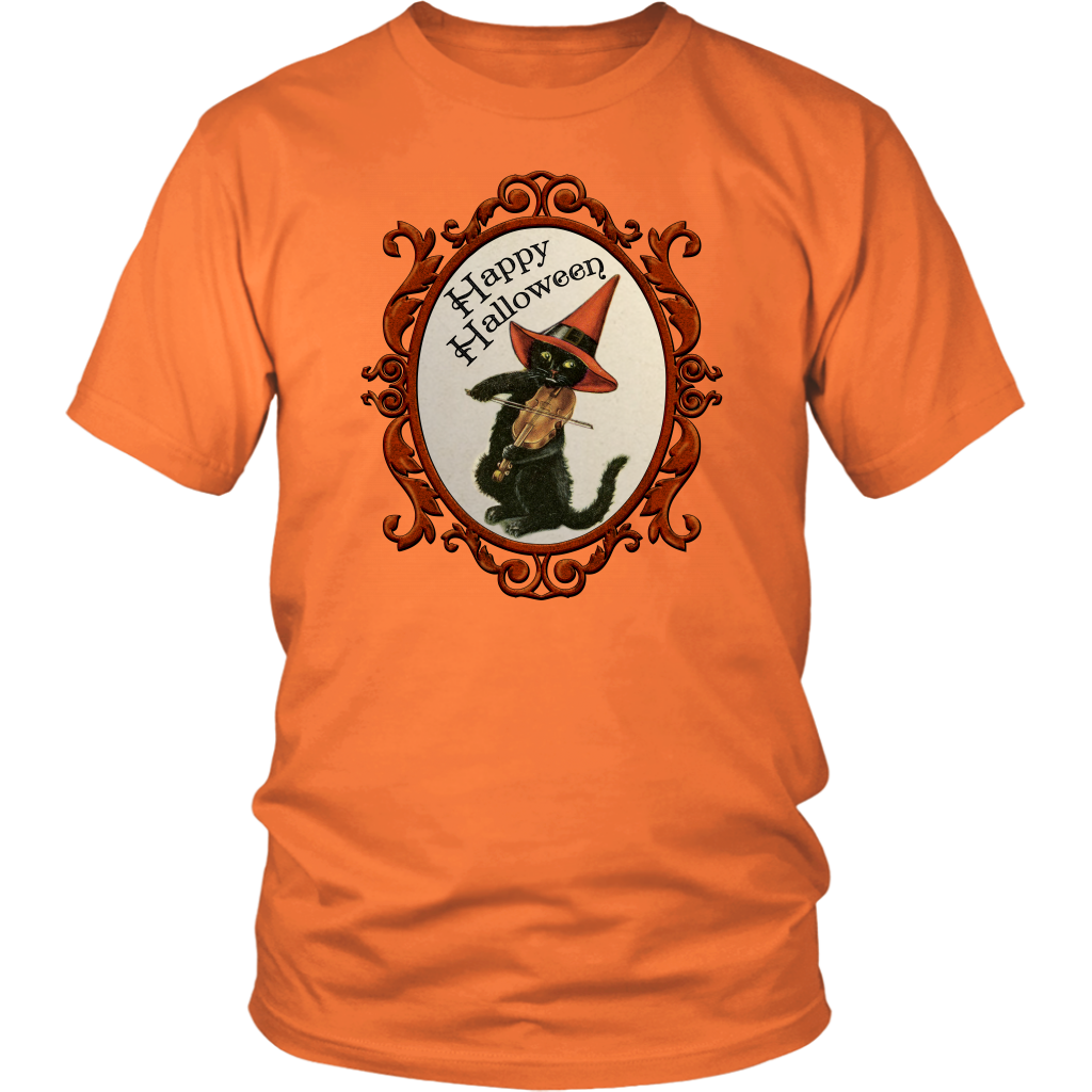 Happy Halloween Vintage Cat and Fiddle T-Shirt for Men, Women and Toddlers