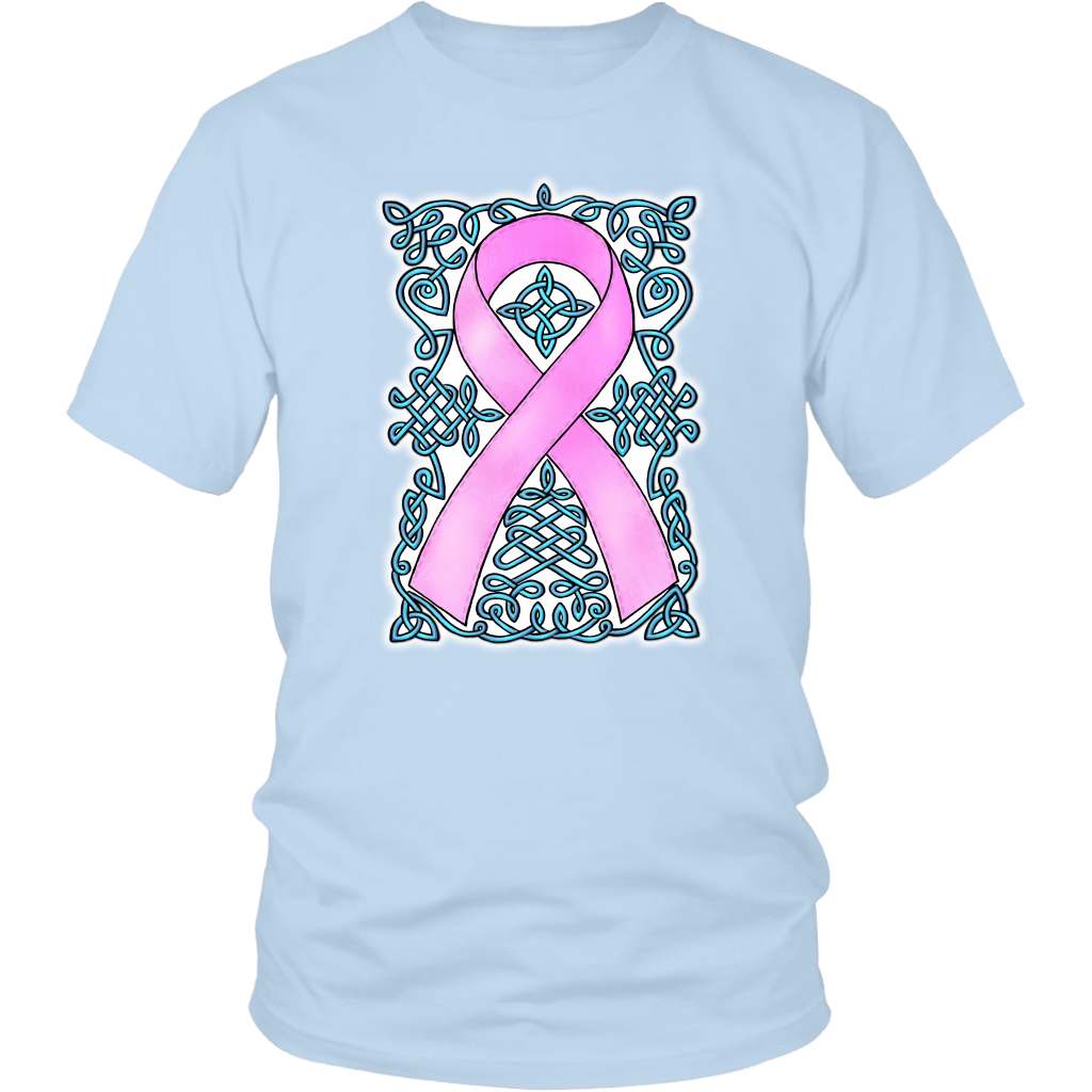 Celtic Knot Art Awareness Ribbon - Pink-Turquoise Unisex T-Shirt
