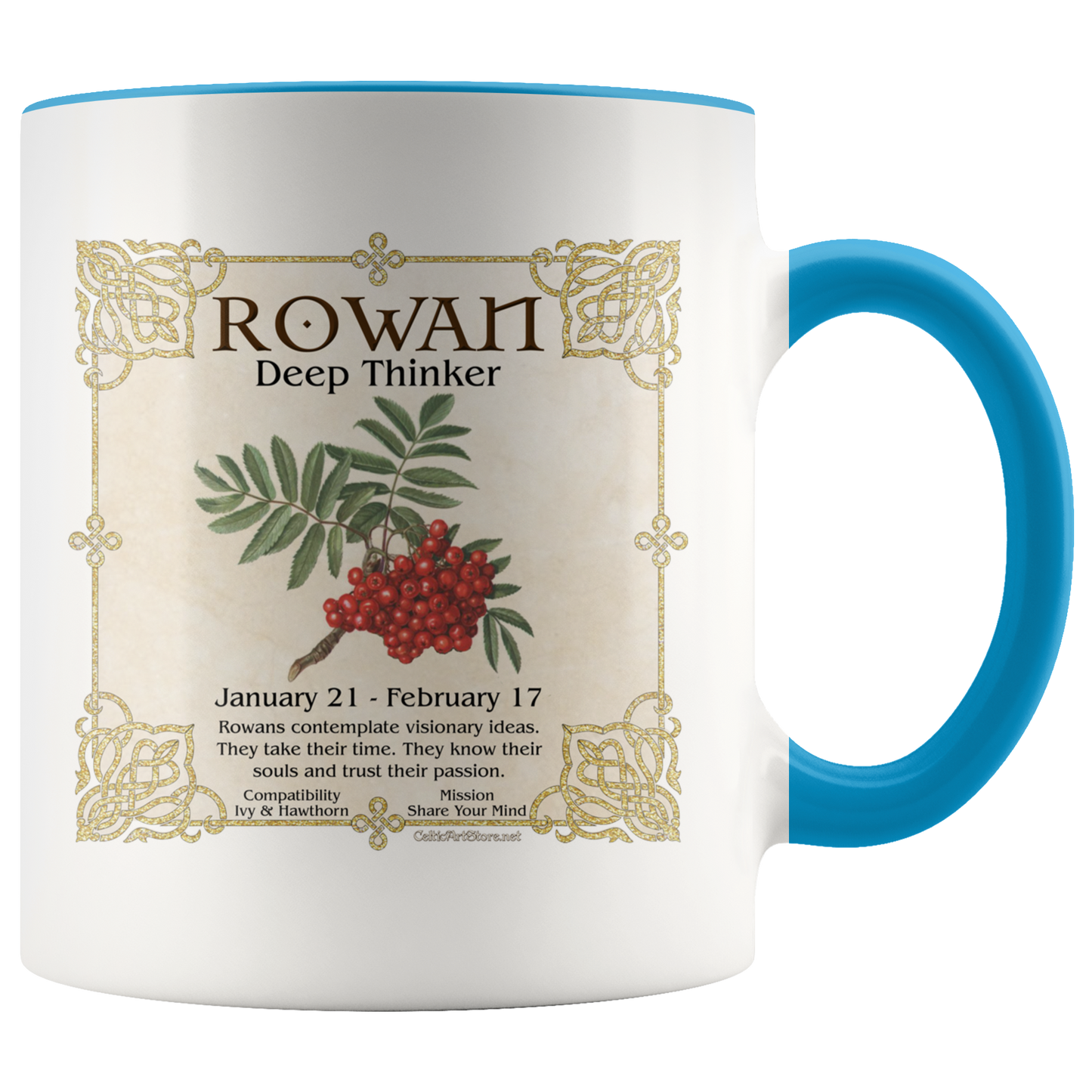 celtic tree zodiac, celtic zodiac, celtic zodiac rowan, celtic zodiac, ash, celtic zodiac alder, celtic zodiac willow, celtic zodiac hawthorn, celtic zodiac oak, celtic zodiac holly, celtic zodiac hazel, celtic zodiac vine, celtic zodiac ivy,  celtic zodiac reed, celtic zodiac elder,  celtic zodiac birch, celtic zodiac coffee mug, celtic zodiac accent mug, celtic knotwork mug,