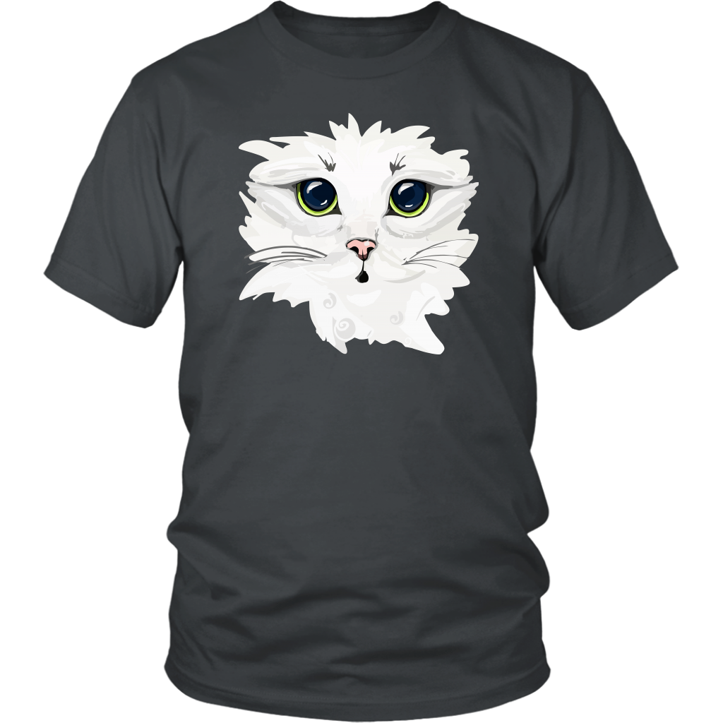White Kitty Face Soft Cotton Tee in Men's and Women's