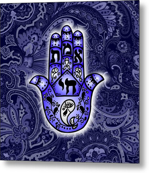 The Paisley Hamsa - Metal Print