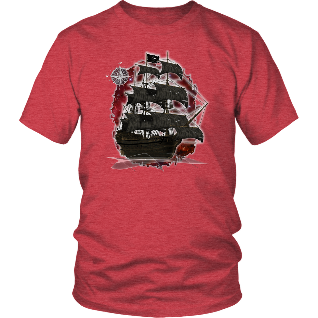 ghost ship, ghost tall ship, pirate ship, pirate art, nebula, pirate tall ship, pirates carribean, pirate star, galaxy, tall ship, compass rose, nautical, pirate captain, pirate wench, pirate scallywag, pirate shirt, pirate t-shirt