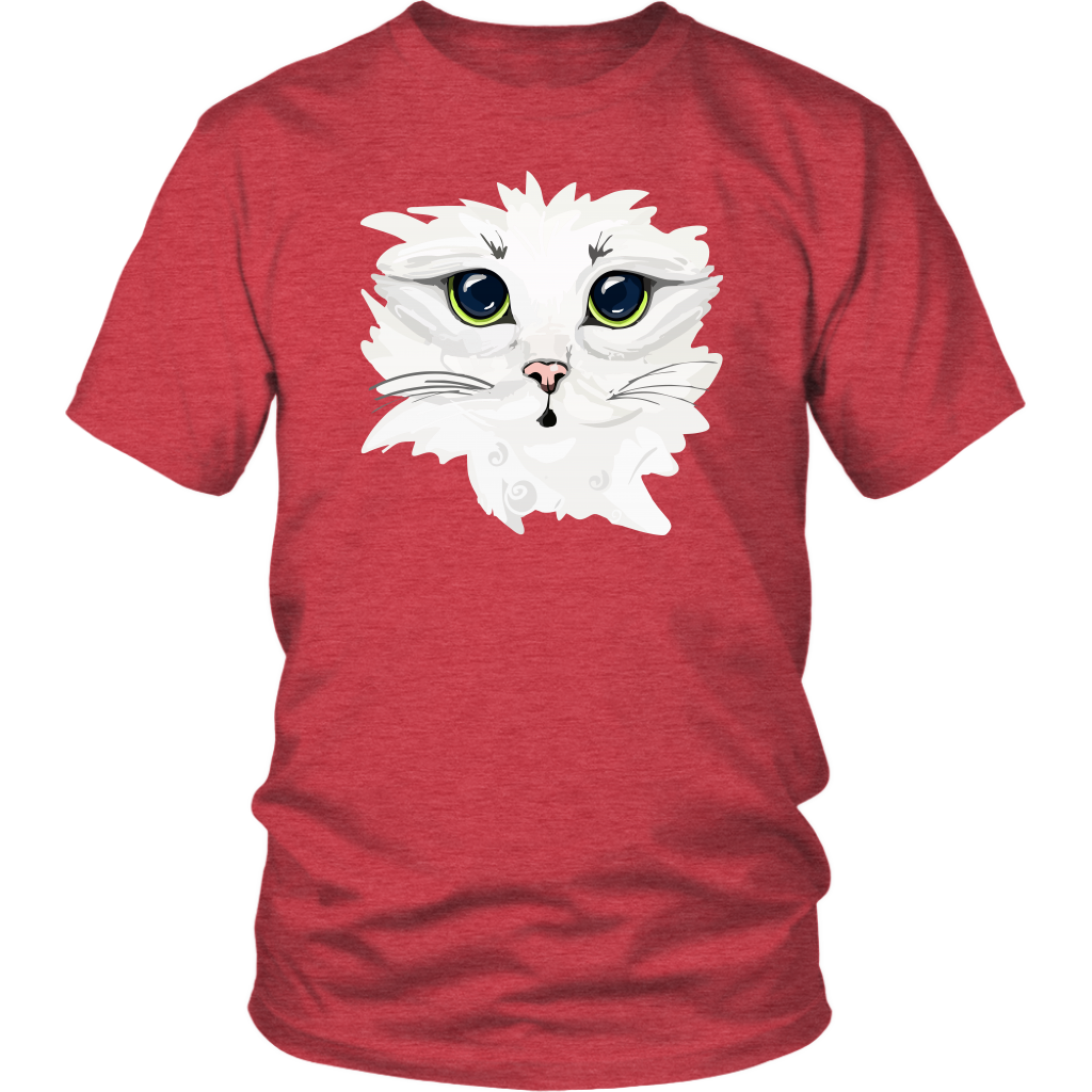 White Kitty Face Soft Cotton Tee in Men's and Women's