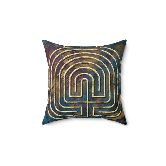 7-Circuit Seed Labyrinth Faux Suede Pillow