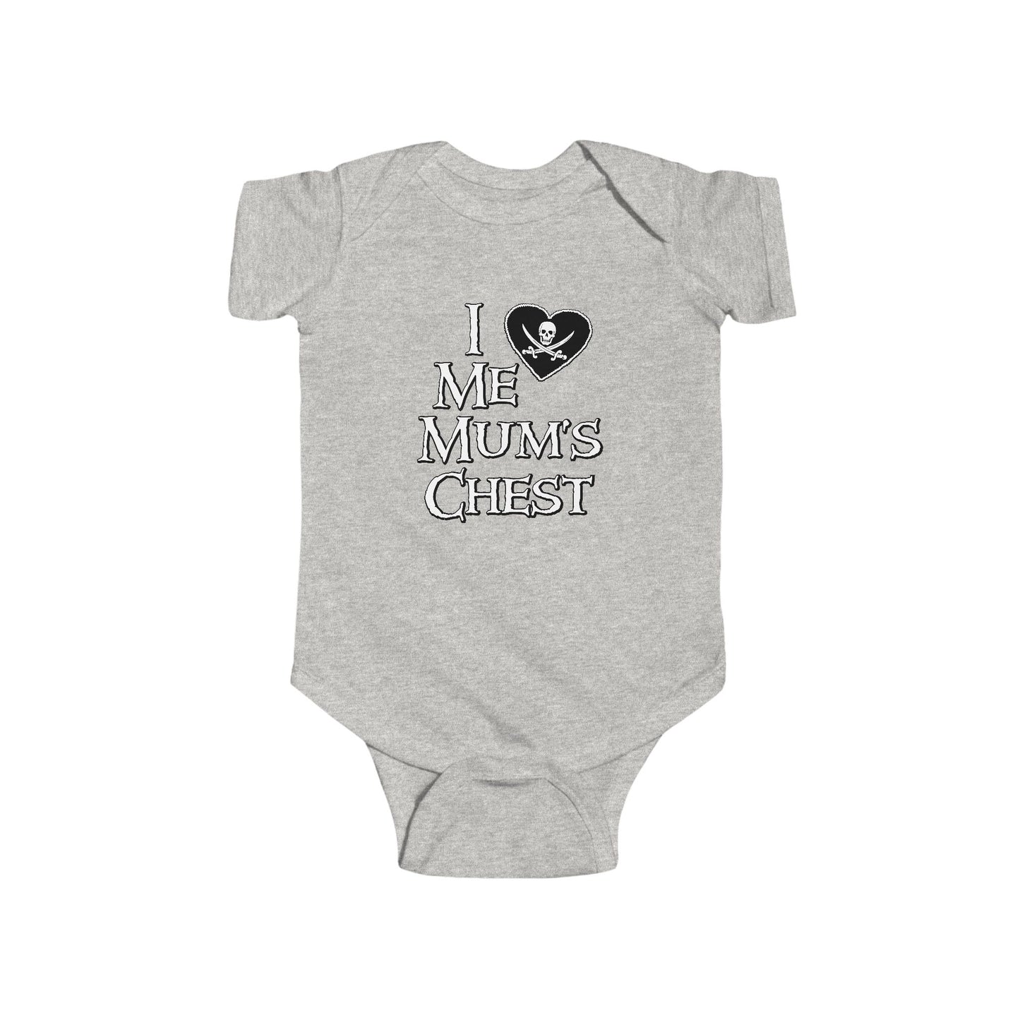 Me Mum's Chest Double Print Pirate Baby Onesie