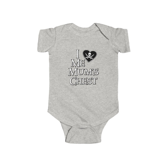 Me Mum's Chest Double Print Pirate Baby Onesie