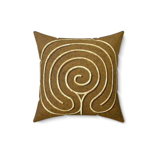 Chakra Vyuha Labyrinth Faux Suede Pillow