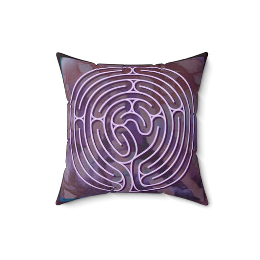 Poitiers Cathedral Labyrinth Faux Suede Pillow