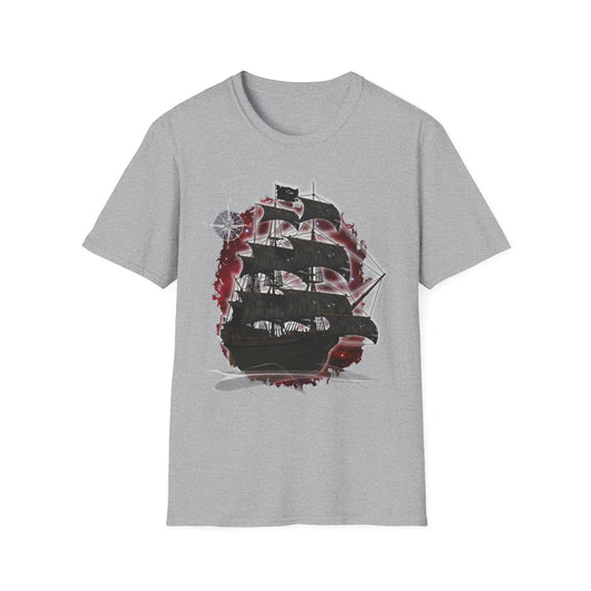 Pirate Ghost Ship Unisex SoftStyle T-Shirt - Burgundy