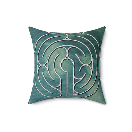 Medieval Labyrinth Faux Suede Pillow