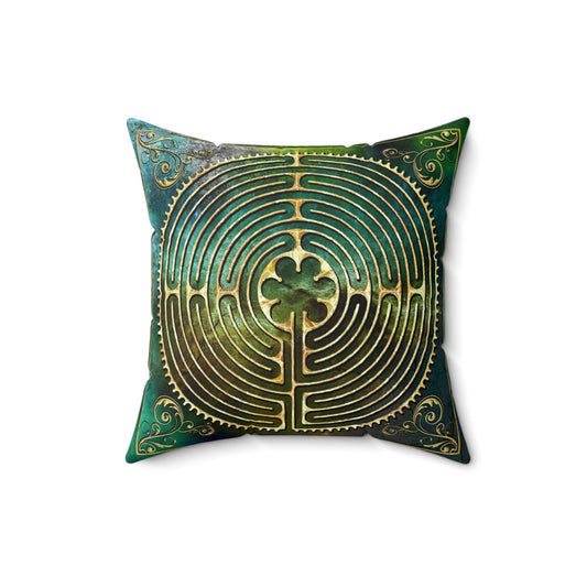 Chartres Cathedral Labyrinth Green Texture Throw Pillow