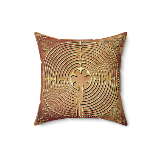 Chartres Cathedral Labyrinth Brown Texture Throw Pillow