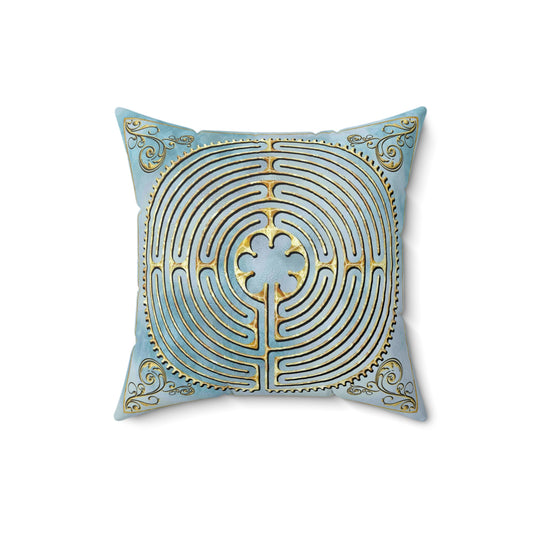 Chartres Cathedral Labyrinth Light Blue Texture Throw Pillow