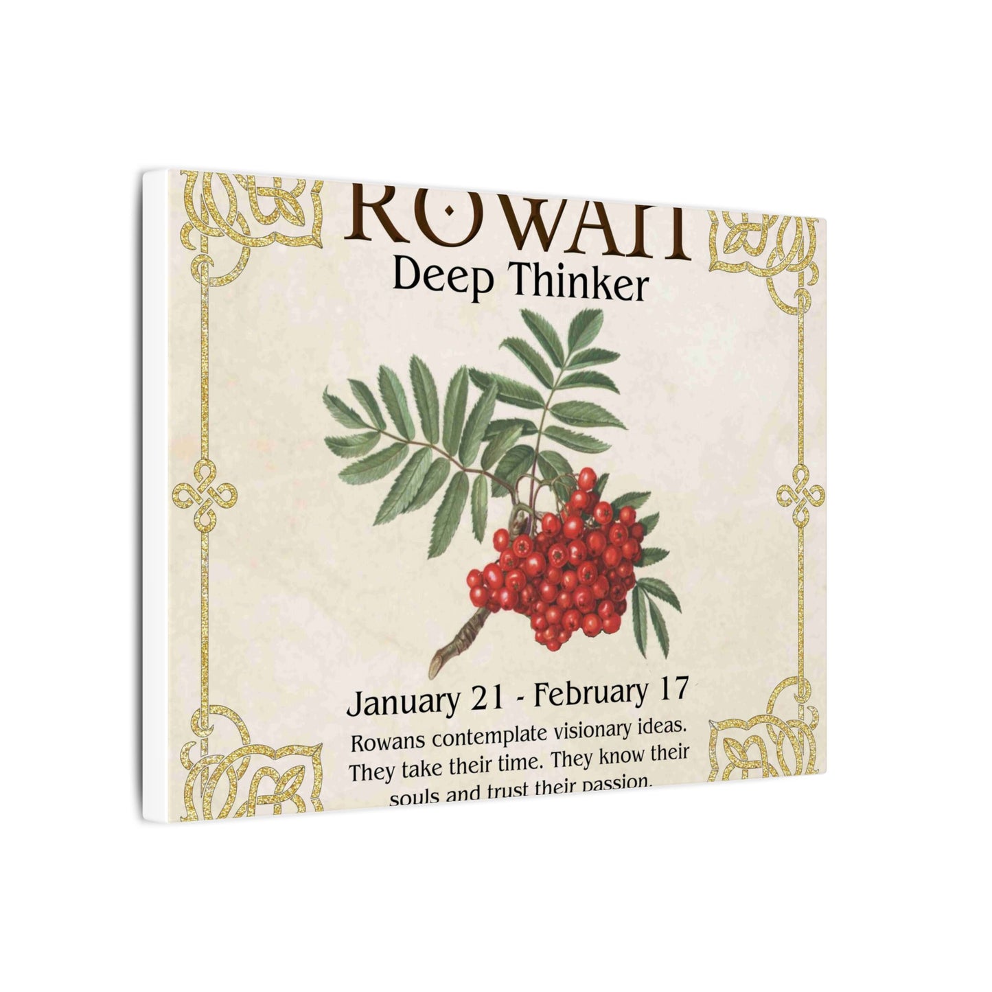Rowan Birth Flower Canvas Print — "Deep Thinker" Zodiac Art (Jan 21–Feb 17)