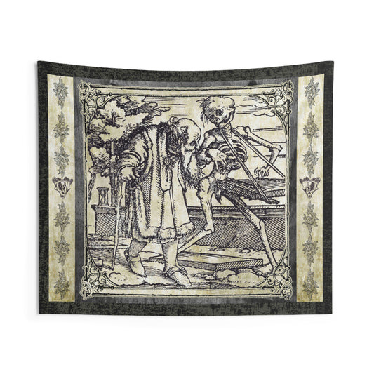 Wall Tapestry — Vintage Dance of Death Skeleton Illustration Gothic Décor