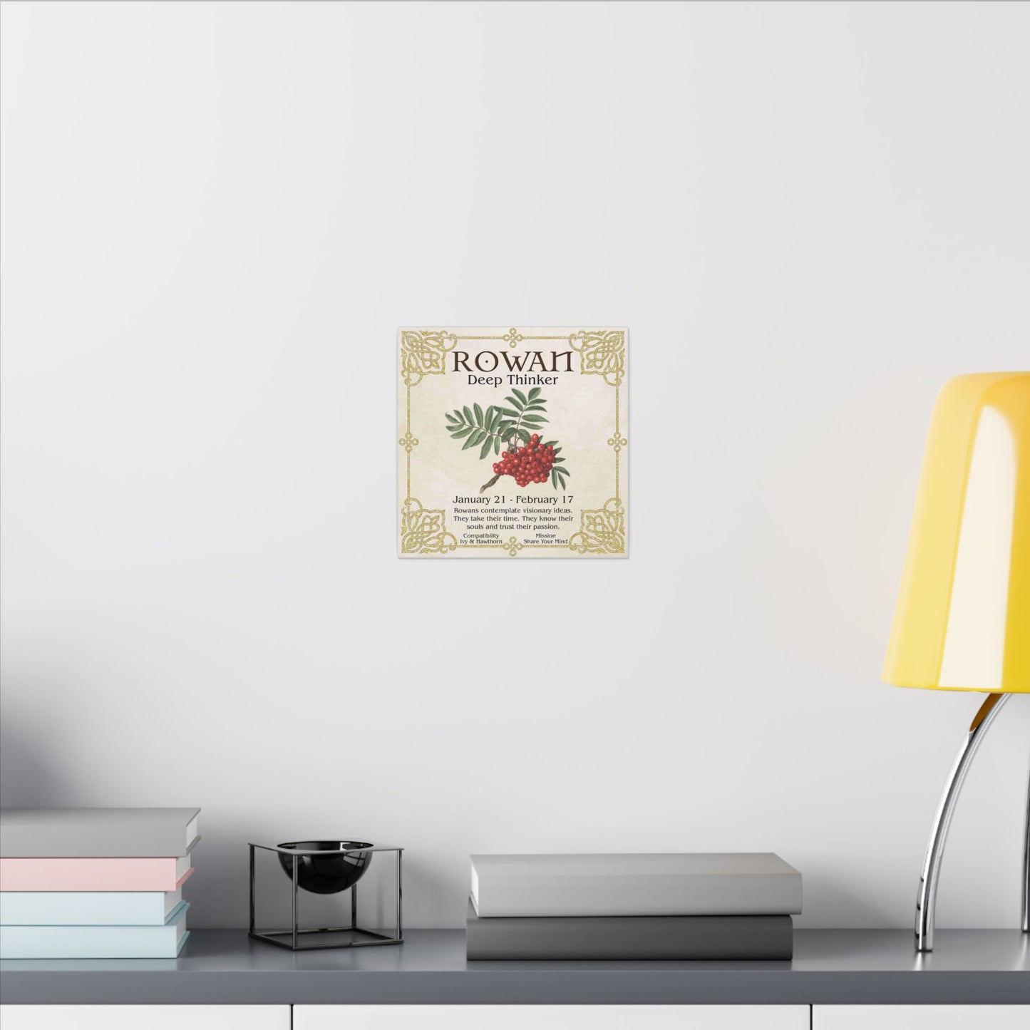 Rowan Birth Flower Canvas Print — "Deep Thinker" Zodiac Art (Jan 21–Feb 17)