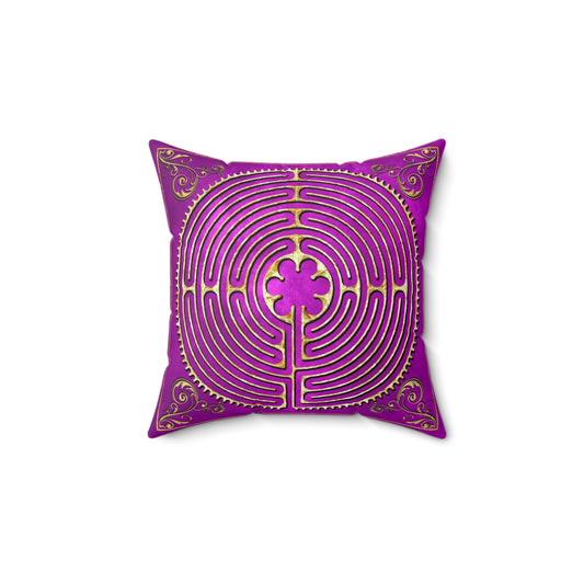 Chartres Cathedral Labyrinth Fuchsia Texture Throw Pillow