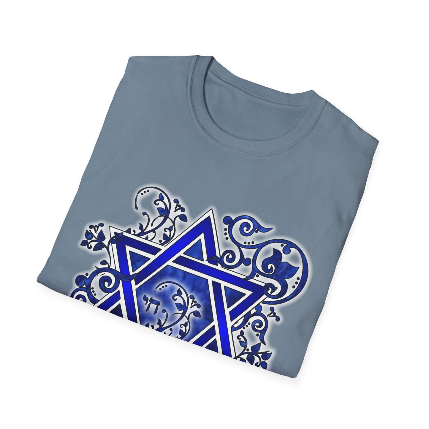 Denim Flower Star of David - Softstyle Unisex Tee