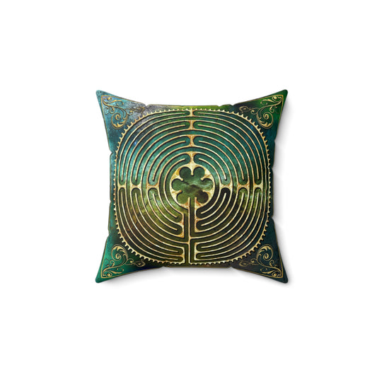 Chartres Cathedral Labyrinth Green Texture Throw Pillow