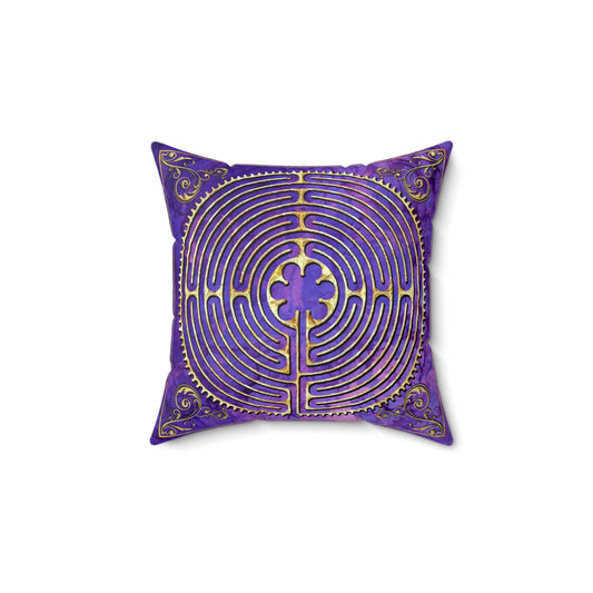 Chartres Cathedral Labyrinth Purple Texture Throw Pillow