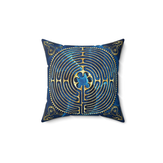 Chartres Cathedral Labyrinth Dark Blue Texture Throw Pillow