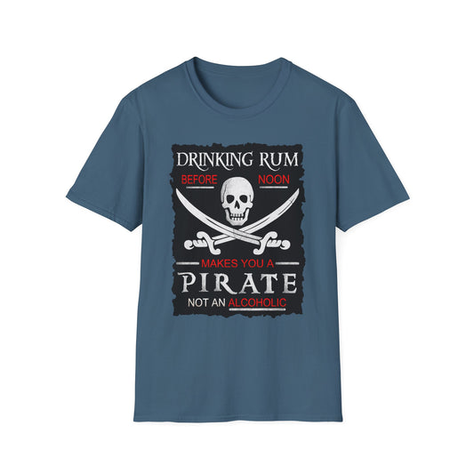 Drinking Rum Before Noon Softstyle Unisex Pirate Tee - Torn Page