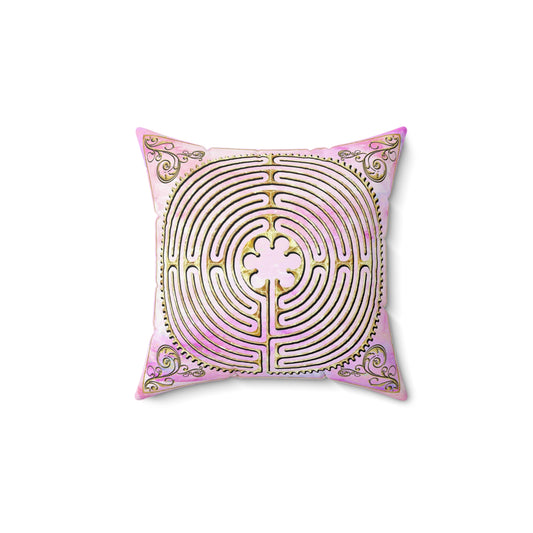 Chartres Cathedral Labyrinth Pink Texture Throw Pillow