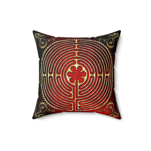 Chartres Cathedral Labyrinth Red Texture Throw Pillow