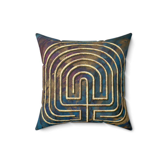 7-Circuit Seed Labyrinth Faux Suede Pillow