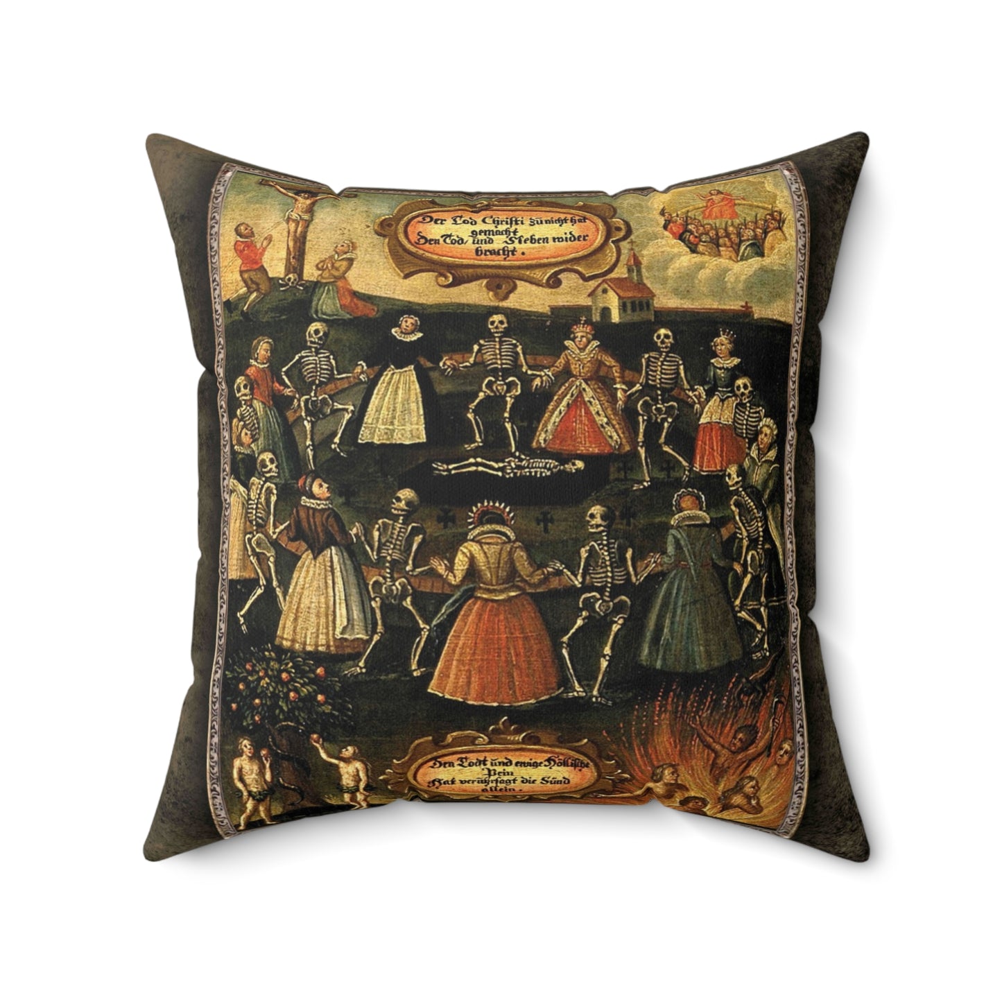 German Danse Macabre Throw Pillow