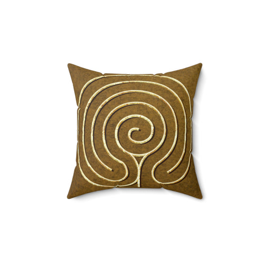 Chakra Vyuha Labyrinth Faux Suede Pillow