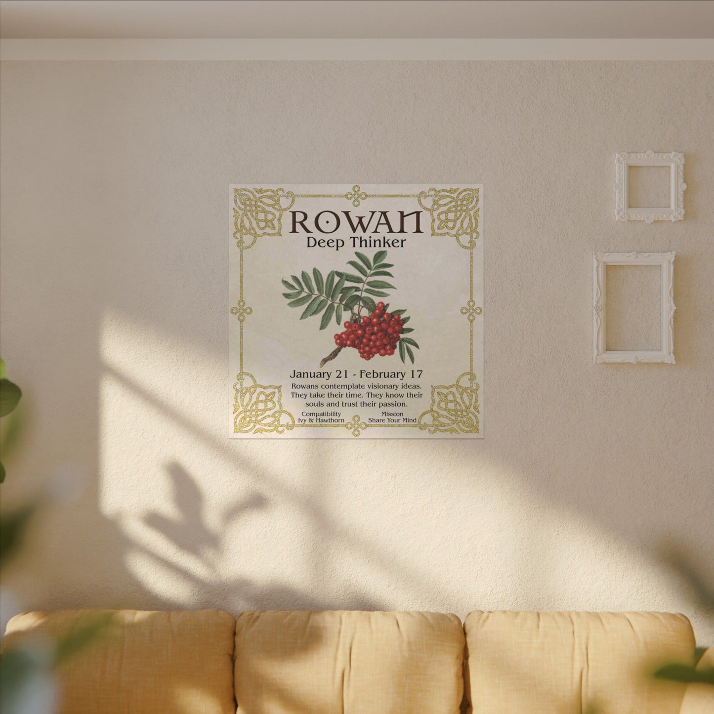 Rowan Birth Flower Canvas Print — "Deep Thinker" Zodiac Art (Jan 21–Feb 17)