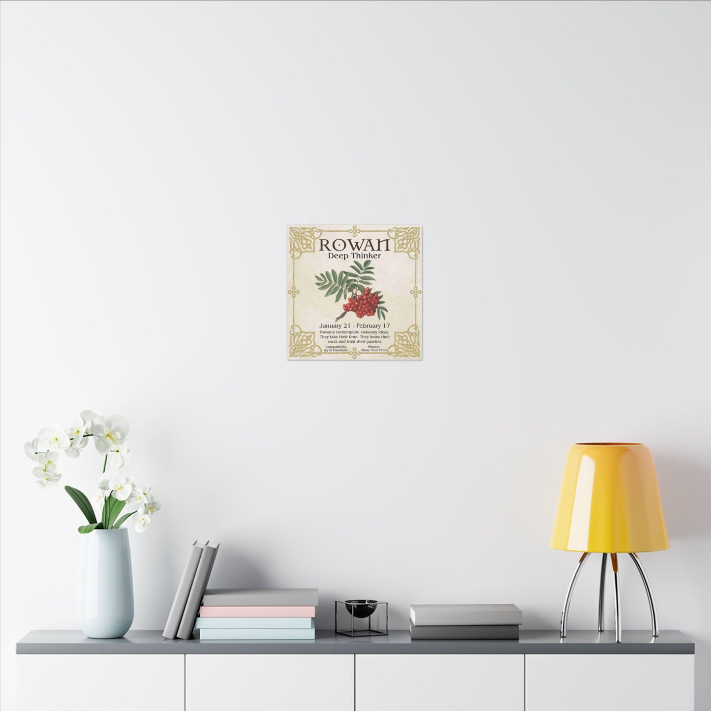 Rowan Birth Flower Canvas Print — "Deep Thinker" Zodiac Art (Jan 21–Feb 17)
