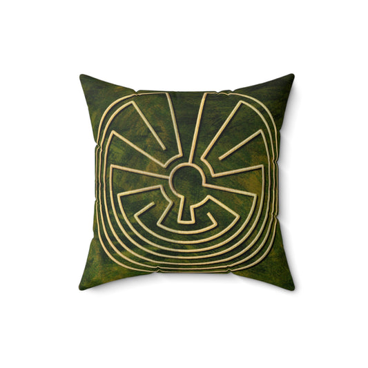 Native American Labyrinth Faux Suede Pillow