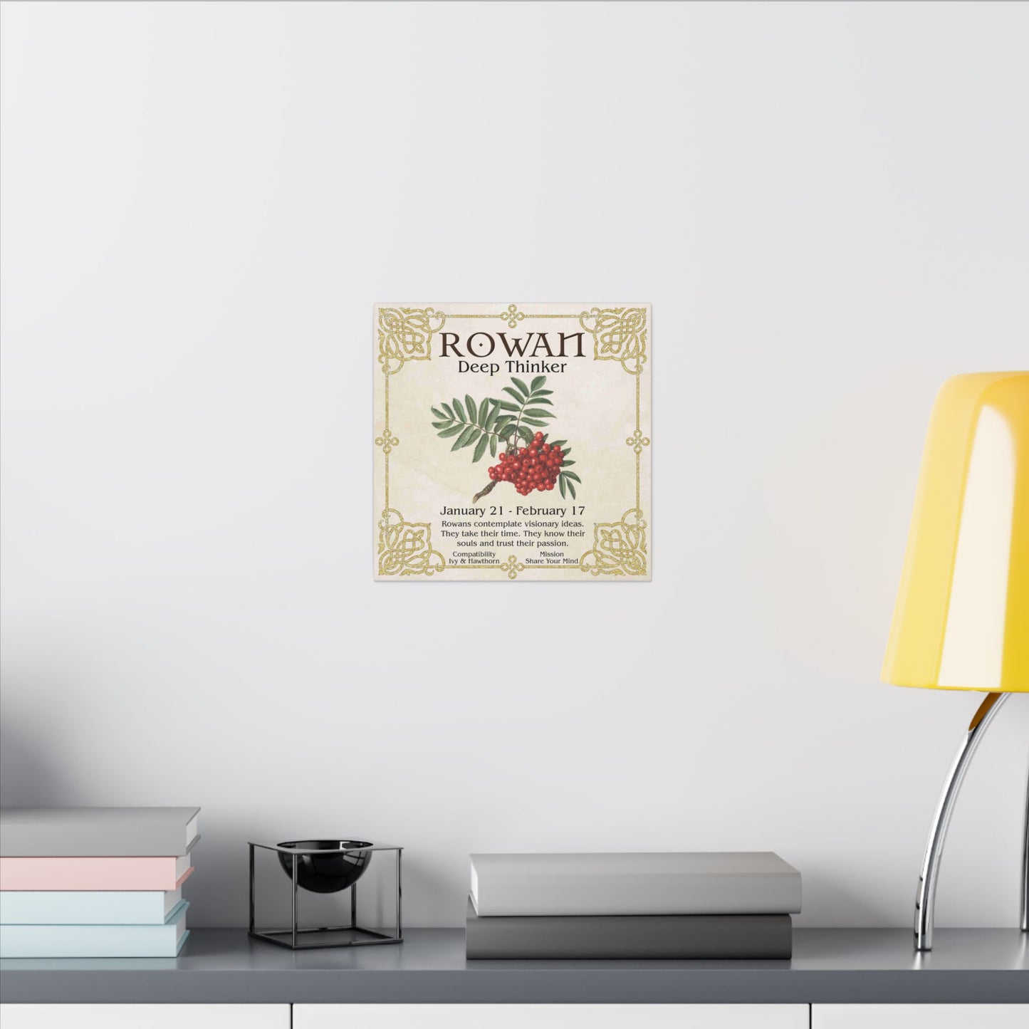 Rowan Birth Flower Canvas Print — "Deep Thinker" Zodiac Art (Jan 21–Feb 17)