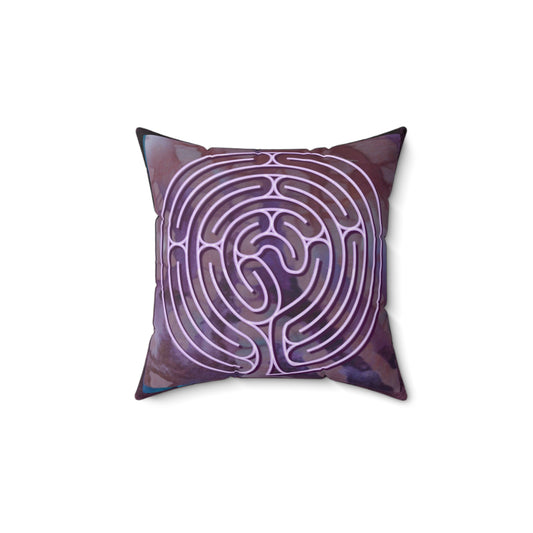 Poitiers Cathedral Labyrinth Faux Suede Pillow