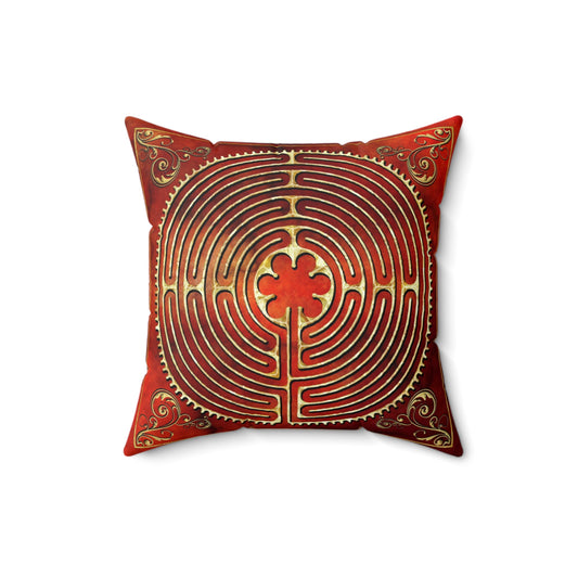 Chartres Cathedral Labyrinth Orange Texture Throw Pillow
