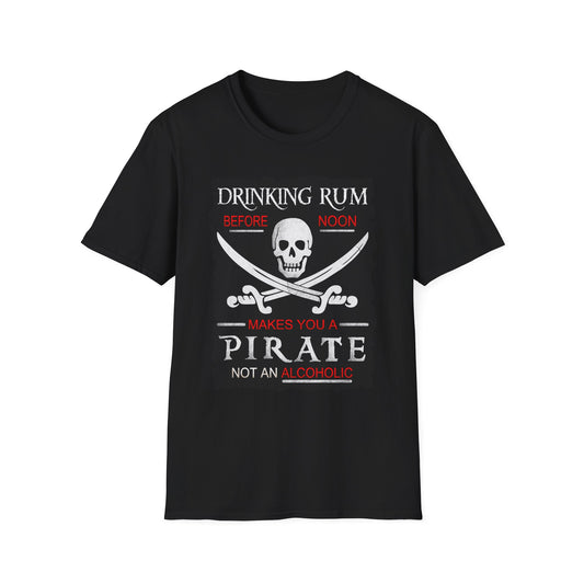 Drinking Rum Before Noon Softstyle Unisex Pirate Tee - Torn Page