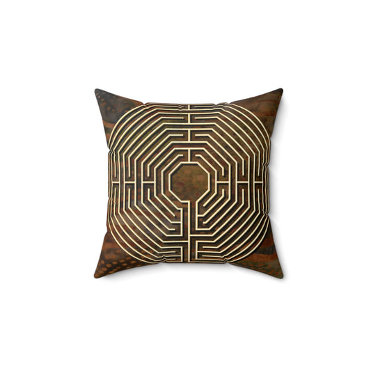 Amiens Cathedral Labyrinth Faux Suede Pillow