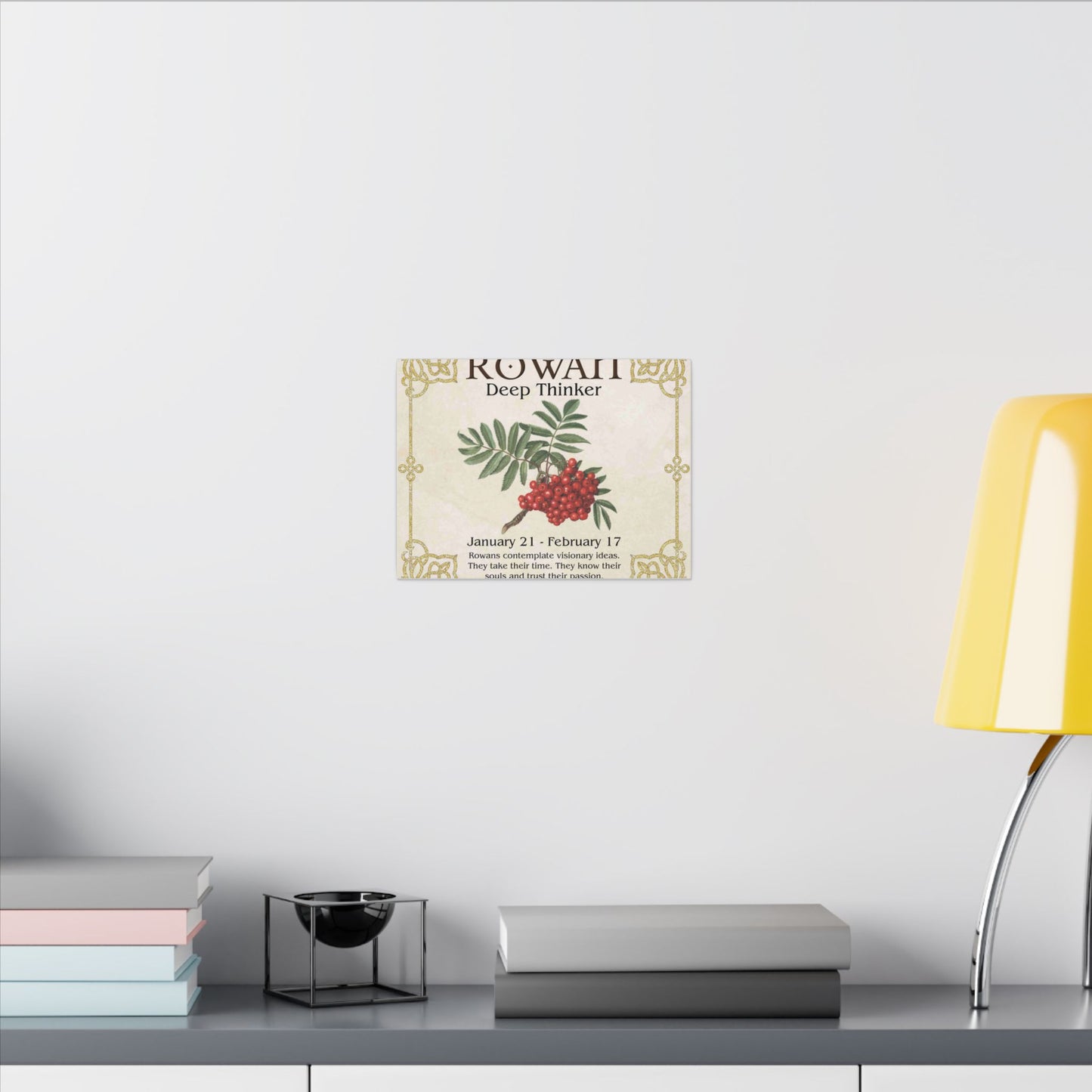 Rowan Birth Flower Canvas Print — "Deep Thinker" Zodiac Art (Jan 21–Feb 17)