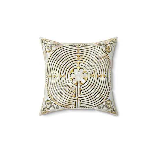 Chartres Cathedral Labyrinth White Texture Throw Pillow