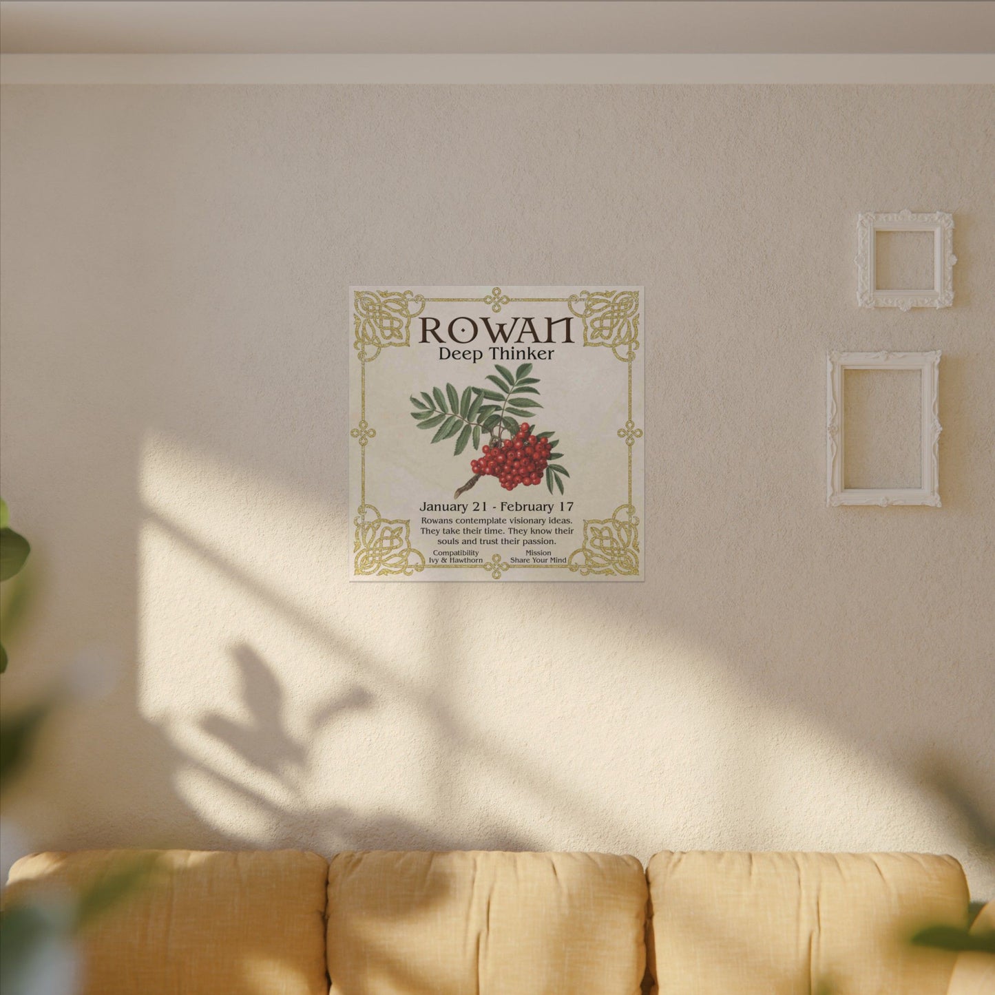 Rowan Birth Flower Canvas Print — "Deep Thinker" Zodiac Art (Jan 21–Feb 17)