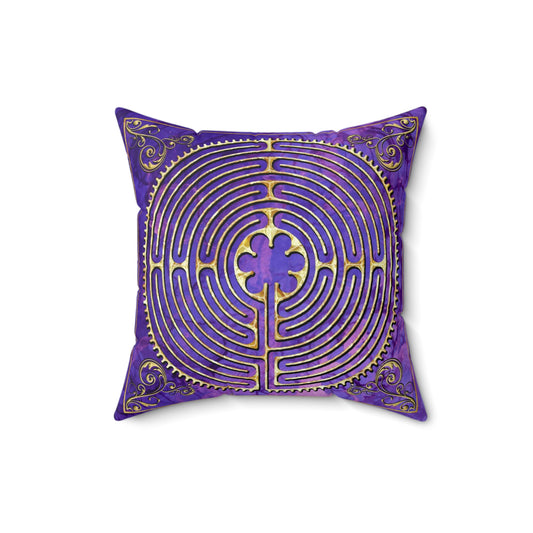Chartres Cathedral Labyrinth Purple Texture Throw Pillow